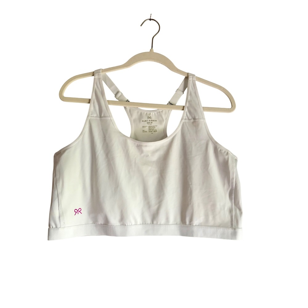 Ruby Ribbon Sport Cami White Wireless Racerback Bra Style 1802 Womens Size 48